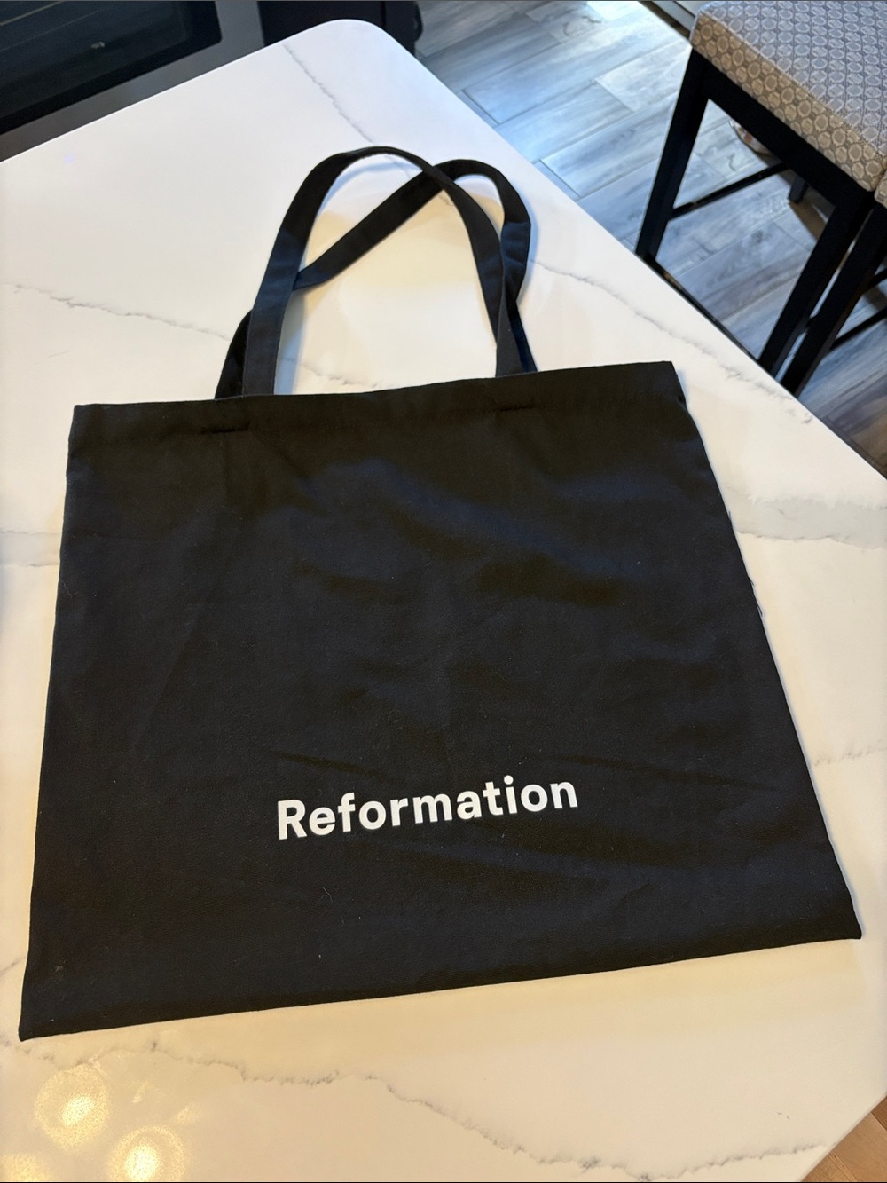 Reformation Black Canvas Logo Tote Bag